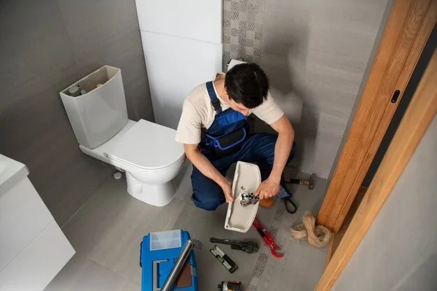 Toilet repair service representative